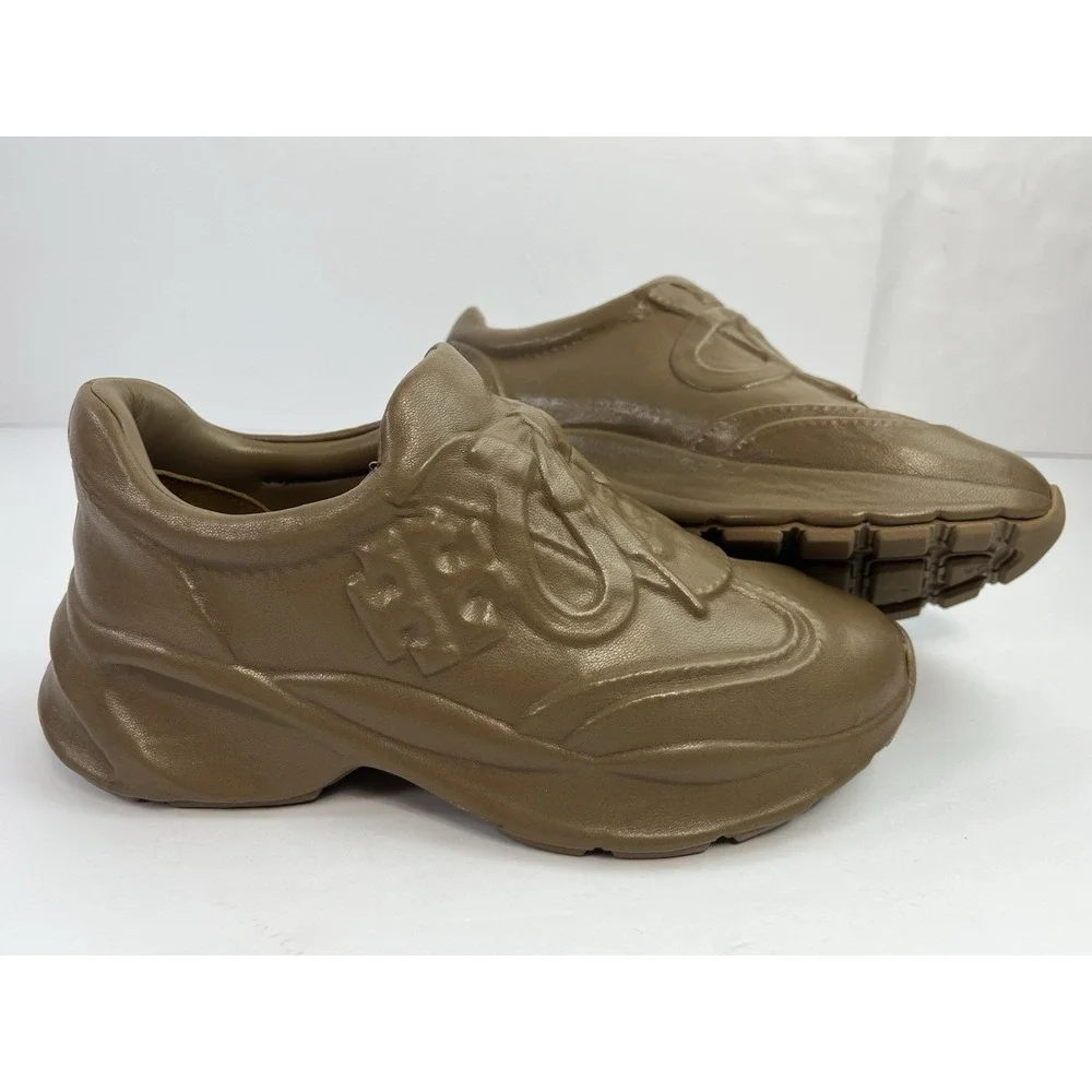 Tory Burch Good Luck X-ray Trainer Leather Brown Size 7.5M - MSRP: $398